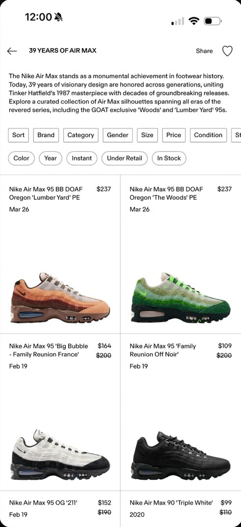 39 Years of Air Max shop page
