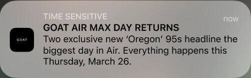 Push notification, Air Max Day returns