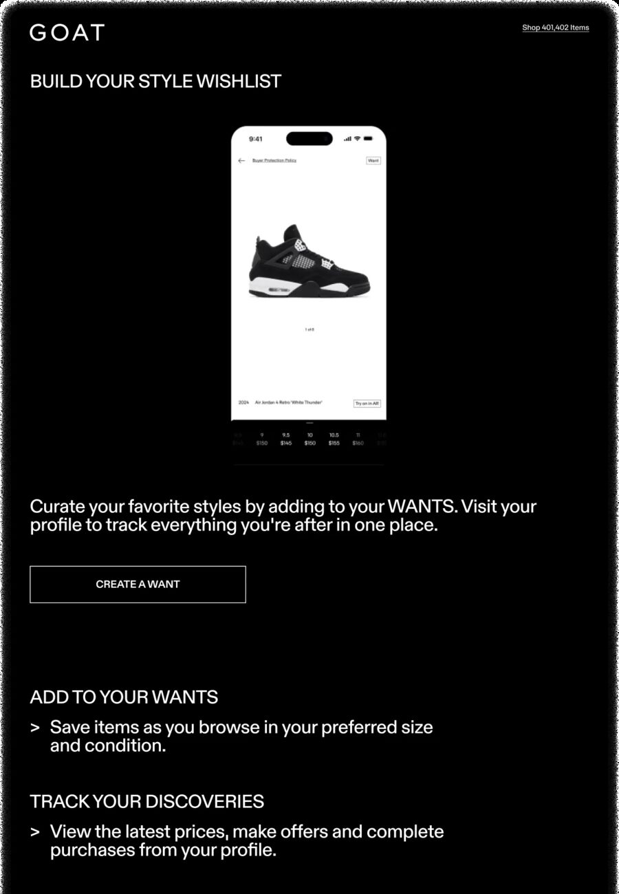 GOAT onboarding email