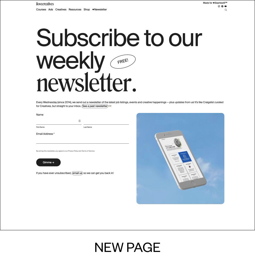 Newsletter page