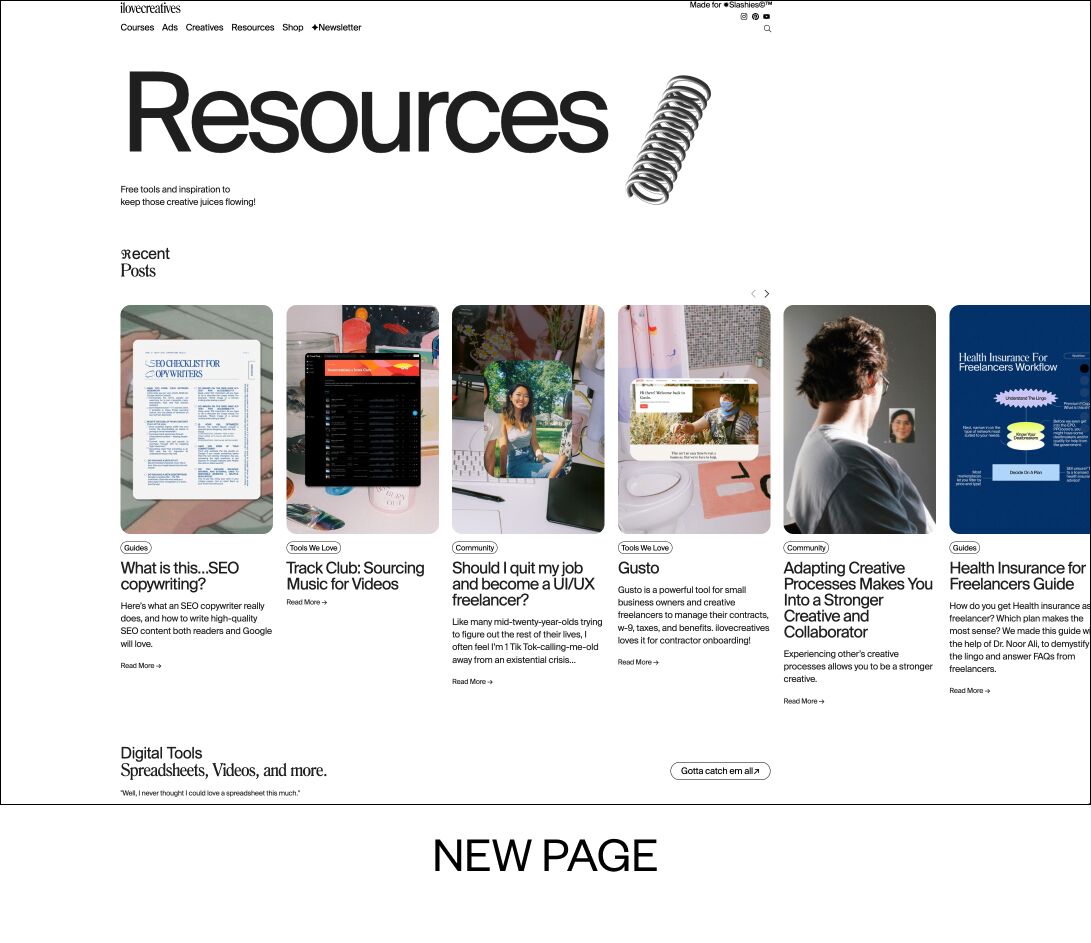 Resources page