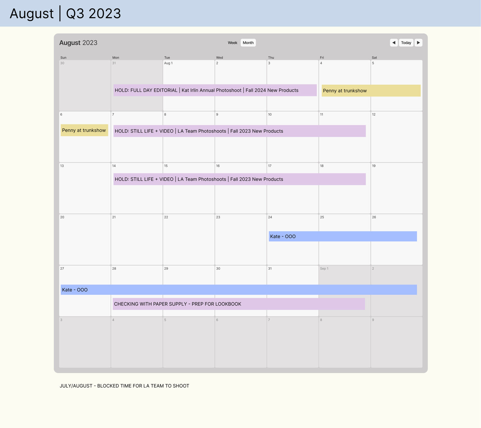 Penny Preville shoot calendar