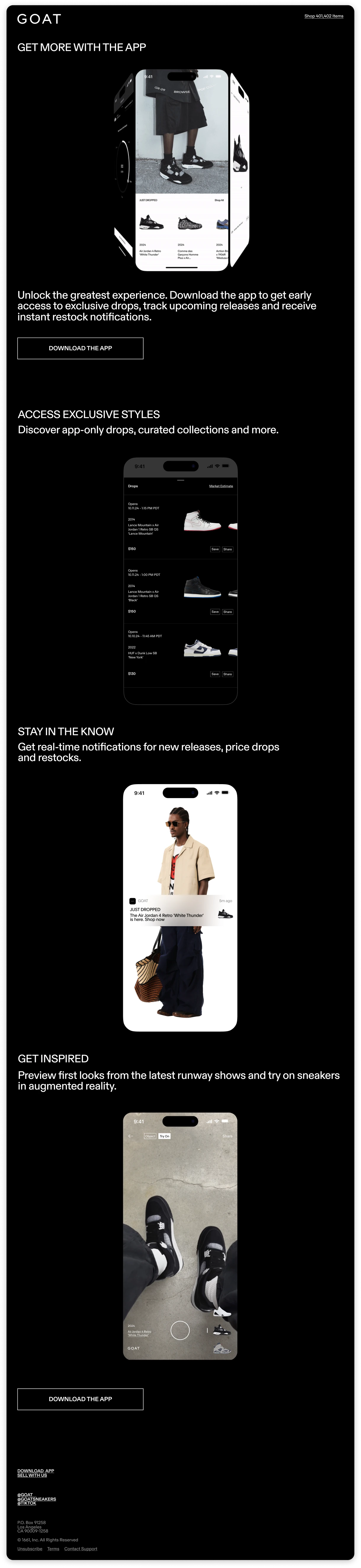 GOAT onboarding email