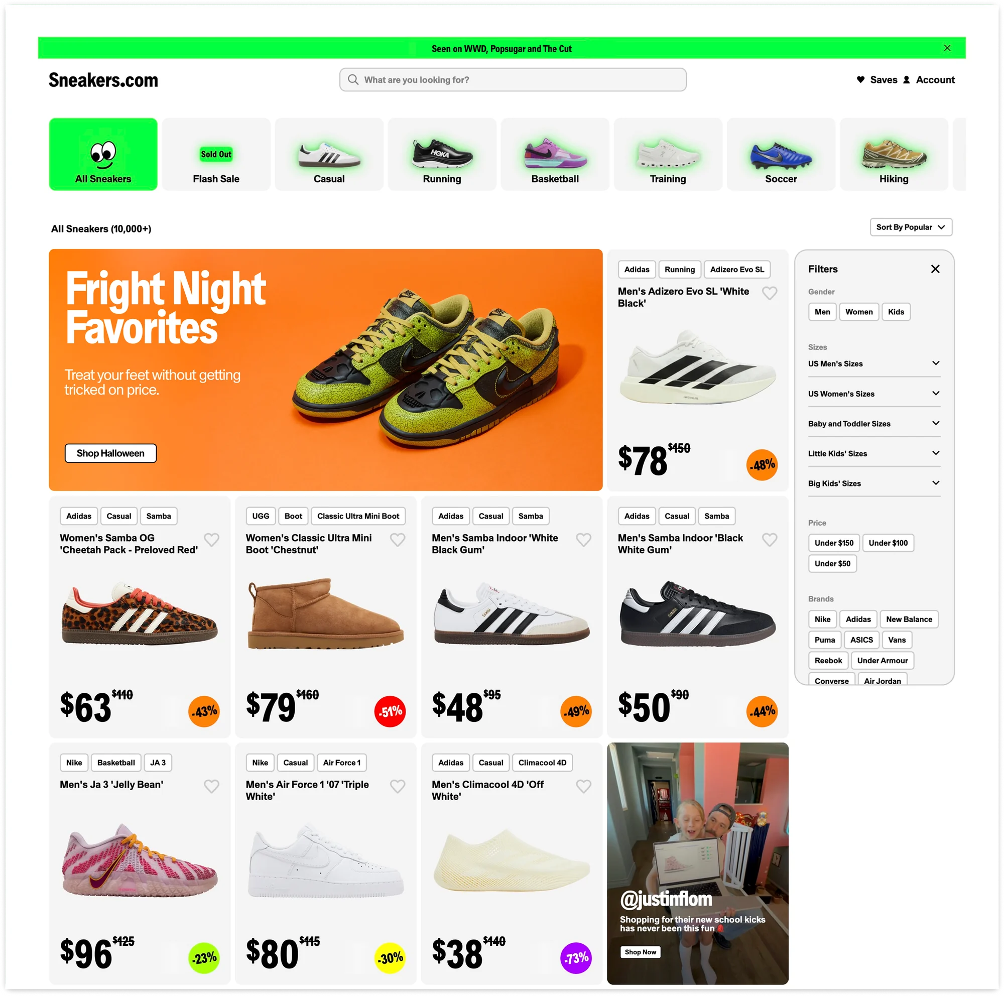 Sneakers.com homepage